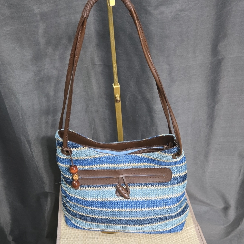 Relativity Blue and Brown Striped Shoulder Bag - Picture 2 of 13